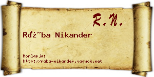 Rába Nikander névjegykártya